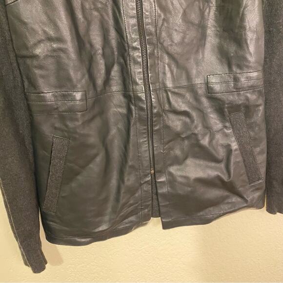 Etcetera Black Cashmere W/ Leather Zipper Front Sweater Size XS - Picture 5 of 7